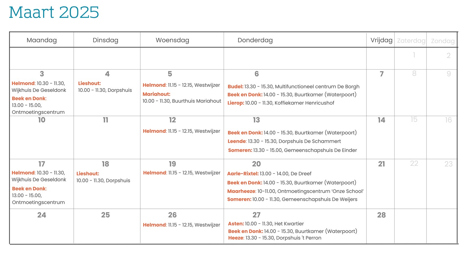 Inloopspreekuur maart 2025